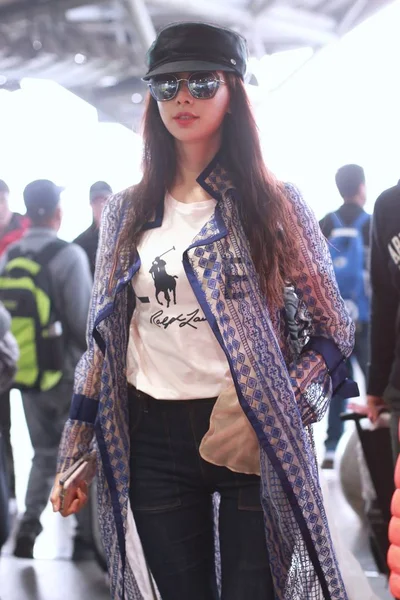 台湾模特兼女星林志玲于2018年10月14日抵达北京首都国际机场 然后出发 — 图库照片