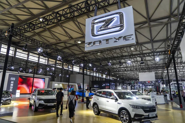 Gente Visita Stand Zotye Automobile Durante Shanghai Pudong International Automotive — Foto de Stock