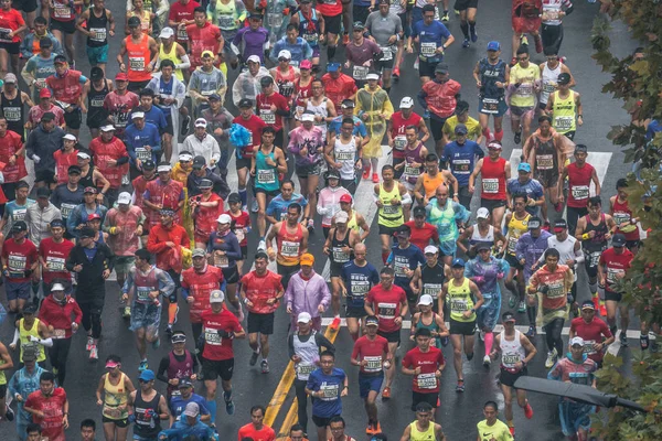 Participantes Competem Maratona Internacional Xangai 2018 Xangai China Novembro 2018 — Fotografia de Stock