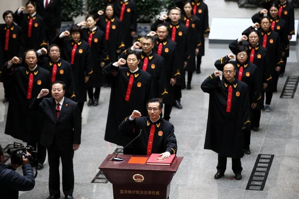 Zhou Qiang Vrchní Soudce Prezident Nejvyššího Lidového Soudu Noví Soudci — Stock fotografie