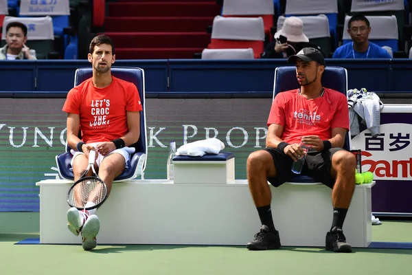 Servische Tennis Sterren Novak Djokovic Neemt Deel Aan Een Training — Stockfoto