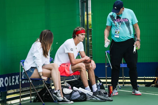 Alman Tenis Oyuncusu Alexander Zverev Bir Eğitim Oturumu Ile Sırp — Stok fotoğraf