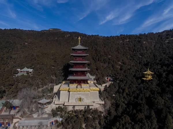 Flygfoto Över Taiyuan Longquan Templet Renovering Taiyuan City Norra Kina — Stockfoto