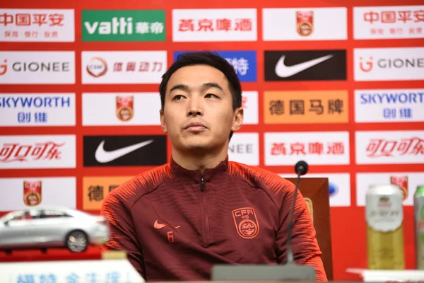 Feng Xiaoting Der Chinesischen Männer Fußballnationalmannschaft Nimmt Einer Pressekonferenz Zum — Stockfoto