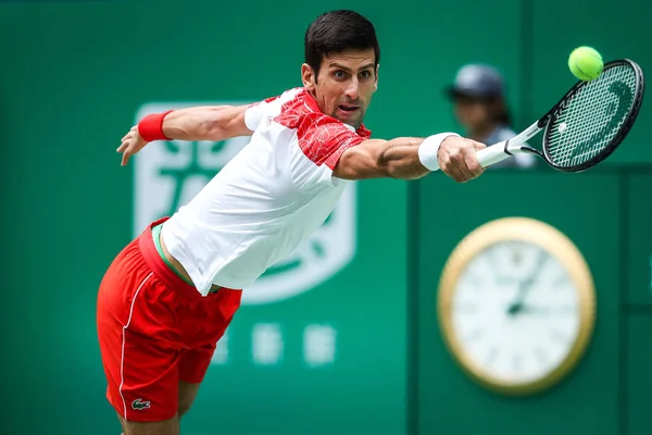 Novak Djokovic Aus Serbien Gibt Dem Südafrikanischen Kevin Anderson Viertelfinalspiel — Stockfoto