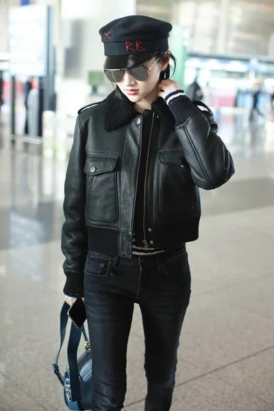 Chinese Actrice Jing Tian Afgebeeld Beijing Capital International Airport Beijing — Stockfoto