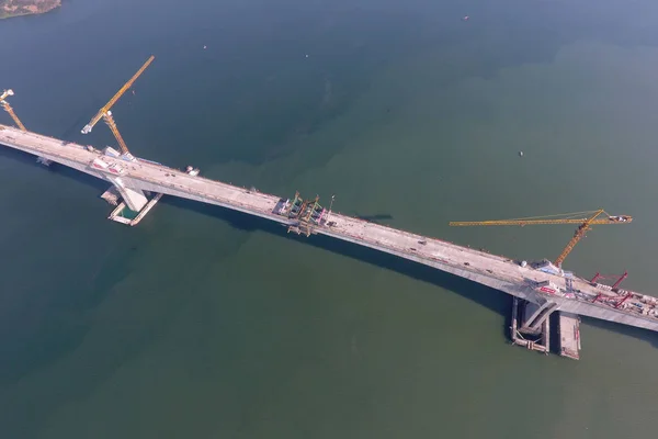 Två Avsnitten Cuijiaying Hanjiang River Bridge Wuhan Shiyan Höghastighetståg Järnväg — Stockfoto