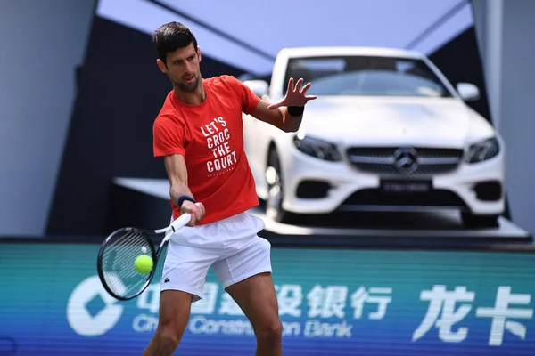 Novak Djokovic Estrella Del Tenis Serbio Participa Una Sesión Entrenamiento — Foto de Stock