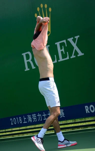 Francouzský Tenista Gilles Simon Účastní Školení Rámci Přípravy Rolex Shanghai — Stock fotografie