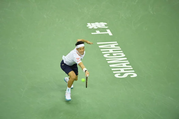 Kei Nishikori Japan Returns Shot Yibing China Second Match Men — Stock Photo, Image