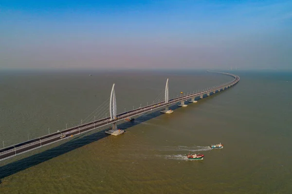 Aerial View World Longest Cross Sea Bridge Hong Kong Zhuhai — Stock Photo, Image