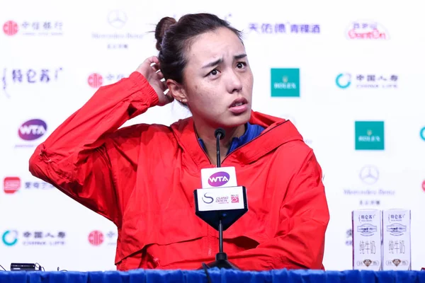 Wang Qiang Van China Woont Een Persconferentie Wordt Verslagen Door — Stockfoto