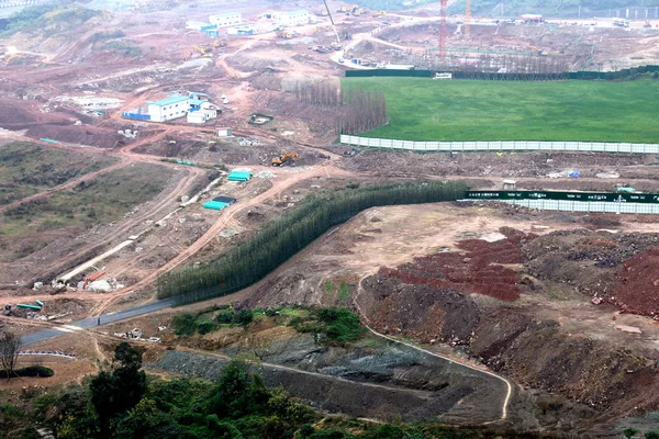 Flygfoto Över Den Meter Långa Brantaste Delen Nybyggd Motorväg Chongqing — Stockfoto