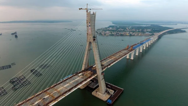 Uma Vista Aérea Ponte Marítima Cruzada Mais Forte China Resistente — Fotografia de Stock