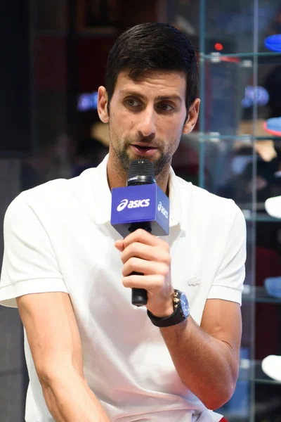 Der Serbische Tennisstar Novak Djokovic Nimmt Einer Werbeveranstaltung Für Asics — Stockfoto