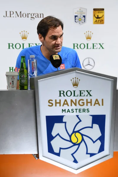 Sviçreli Tenis Yıldızı Roger Federer Rolex Şangay Masters 2018 Tenis — Stok fotoğraf