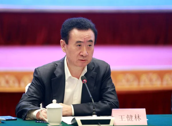 Wang Jianlin Presidente Dalian Wanda Group Asiste Foro Desarrollo Del — Foto de Stock