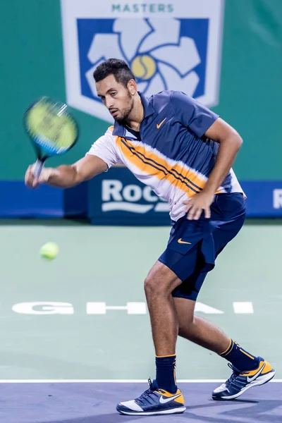 Nick Kyrgios Ausztrália Visszatér Lövés Bradley Klahn Egyesült Államok Első — Stock Fotó