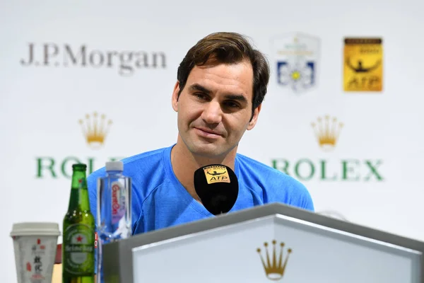 Sviçreli Tenis Yıldızı Roger Federer Rolex Şangay Masters 2018 Tenis — Stok fotoğraf