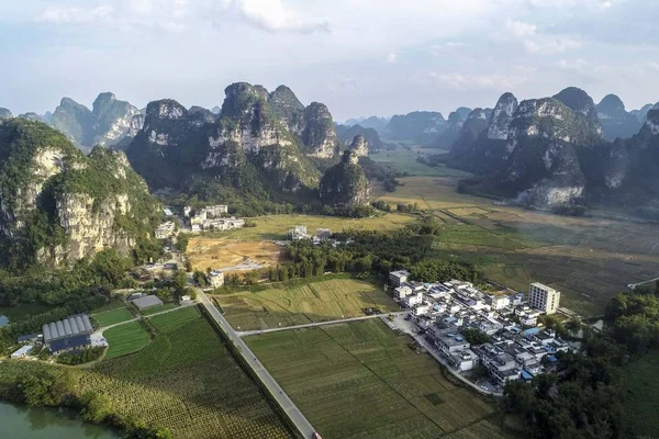 Paisaje Pastoral Mingshi Aldea Mingshi Condado Daxin Región Autónoma Guangxi — Foto de Stock