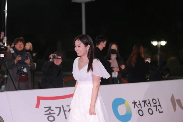 Attrice Sudcoreana Kim Sun Young Posa Mentre Arriva Sul Tappeto — Foto Stock