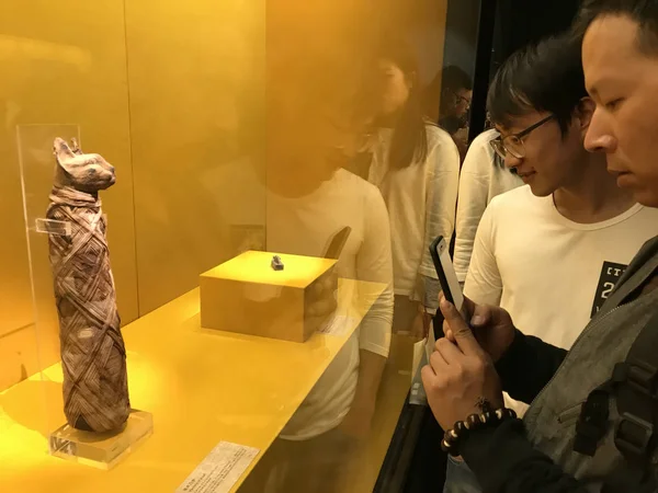 2018 日中国中央部の湖北省武漢市湖北省博物館での展覧会の間に展示されている古代エジプトから文物 — ストック写真
