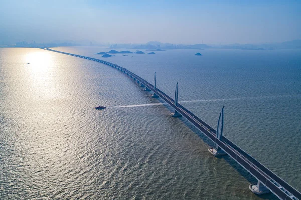 Uma Vista Aérea Ponte Marítima Mais Longa Mundo Ponte Hong — Fotografia de Stock