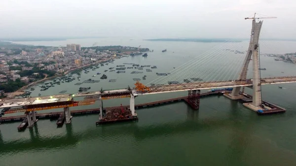 Вид Воздуха Самый Мощный Китае Мостик Устойчивый Землетрясениям Мост Канатной — стоковое фото