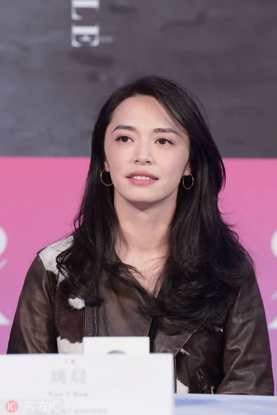 Chinese Actrice Yao Chen Woont Een Persconferentie Voor Haar Film — Stockfoto