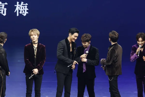 Leden Van Zuid Koreaanse Jongen Groep Super Junior Wonen Showcase — Stockfoto