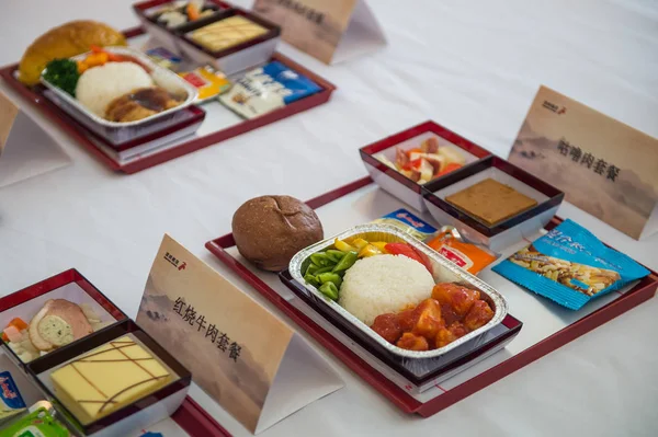 Mahlzeiten Für Passagiere Bord Von Shenzhen Airlines Die Shenzhen London — Stockfoto