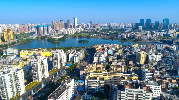 Vista Aérea Del Pueblo Urbano Jinhua Ciudad Haikou Provincia Hainan — Foto de Stock