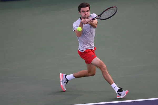 Gilles Simon França Retorna Tiro Para Marco Cecchinato Itália Sua — Fotografia de Stock