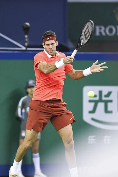 Juan Martin Del Potro Argentine Retourne Une Chance Borna Coric — Photo