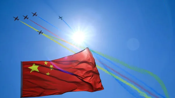 Chinas Flugzeuge Des Kunstflugteams Hongying Roter Adler Der Chinesischen Luftwaffe — Stockfoto