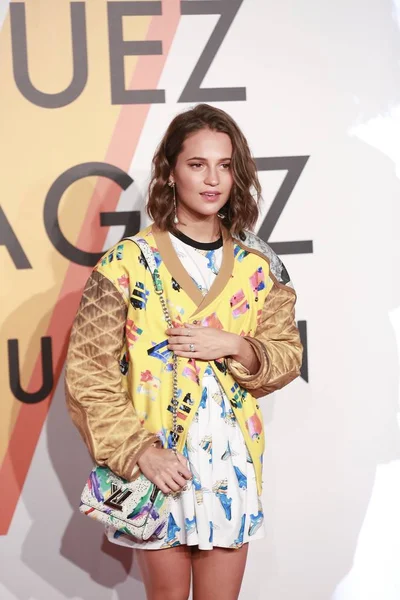 Atriz Sueca Alicia Vikander Chega Exposição Louis Vuitton Volez Voguez — Fotografia de Stock