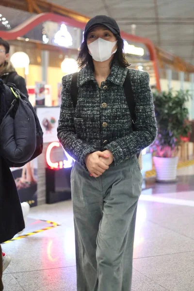 Chinese Actress Zhou Xun Arrives Beijing Capital International Airport Beijing — Stock Photo, Image