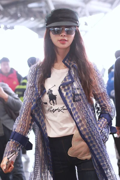 Taiwanese Model Actress Lin Chi Ling Arrives Beijing Capital International — Zdjęcie stockowe