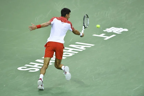 Novak Djokovic Serbia Returns Shot Borna Coric Croatia Men Singles — Φωτογραφία Αρχείου