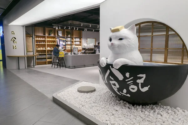 Внутрішній Вид Першого Китаї Офф Лайн Cat Кухні Тематичний Магазин — стокове фото