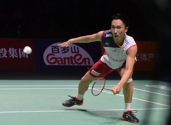 Kento Momota Japão Joga Tiro Para Chou Tien Chen Taipei — Fotografia de Stock