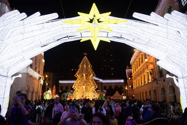 Vista Festival Luz Macau Para Celebrar Próximo Natal Praça Senado — Fotografia de Stock
