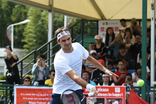 Der Schweizer Tennisstar Roger Federer Nimmt Einer Trainingseinheit Zur Vorbereitung — Stockfoto