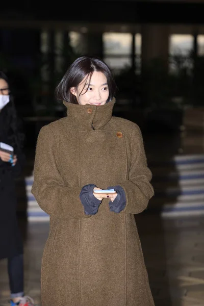 Modella Attrice Sudcoreana Shin Min Arriva All Aeroporto Internazionale Gimpo — Foto Stock