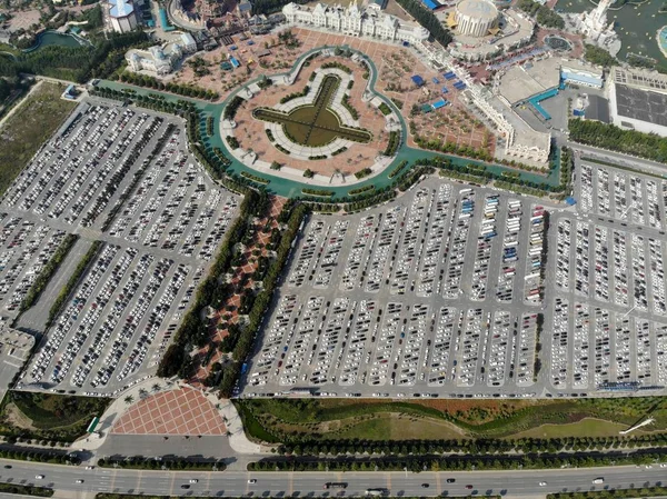 Eine Luftaufnahme Des Parkplatzes Der Während Des Nationalfeiertags Der Stadt — Stockfoto