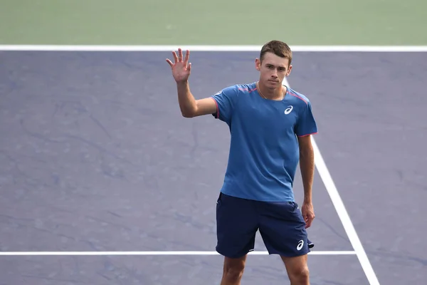 Alex Minaur Austrália Acena Depois Derrotar Benoit Paire França Sua — Fotografia de Stock