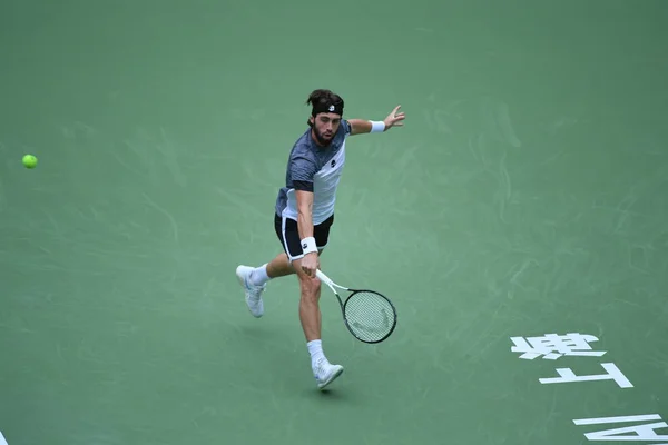 Nikoloz Basilashvili Géorgie Retourne Tir Denis Shapovalov Canada Dans Leur — Photo