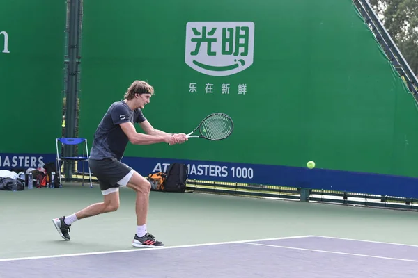 Tennista Tedesco Alexander Zverev Partecipa Una Sessione Allenamento Preparazione Del — Foto Stock