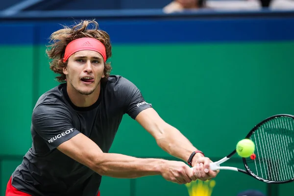 Alexander Zverev Almanya Nın Bir Atış Için Kyle Edmund Ngiltere — Stok fotoğraf