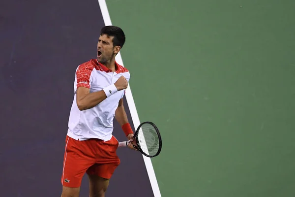 Novak Djokovic Serbia Reacts Competes Borna Coric Croatia Men Singles — ストック写真